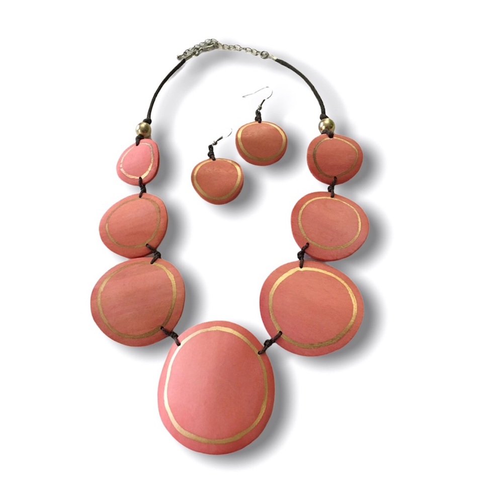 Bohemian Wood Statement Necklace & Earrings